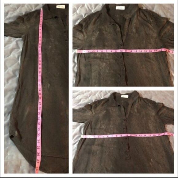 Bella Dahl Paint Splatter Faded High Low Tunic Dress Brown S - Picture 12 of 13